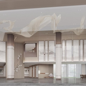 新中式酒店大堂3D模型下载